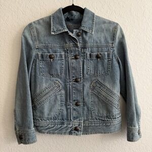 Ralph Lauren Womens Denim Trucker Jacket Small Y2K Country Western Indie Sleaze